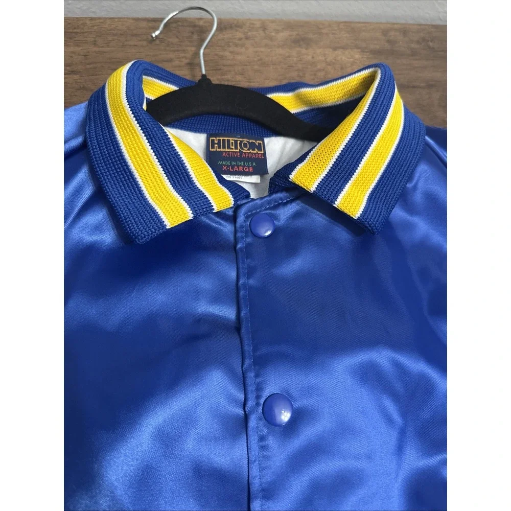 Vintage MOOG Satin Bomber Jacket Mens XL Blue & Yellow Hilton Activewear New NOS